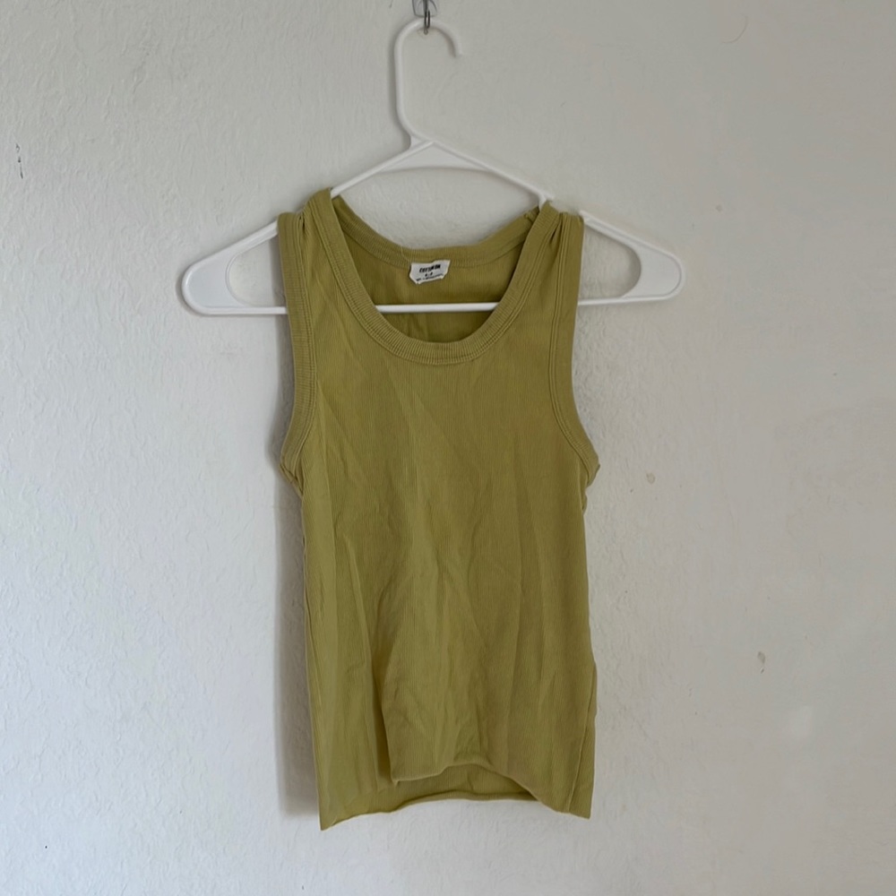 Muted Lime Green Ribbed Cotton-On Tank Top